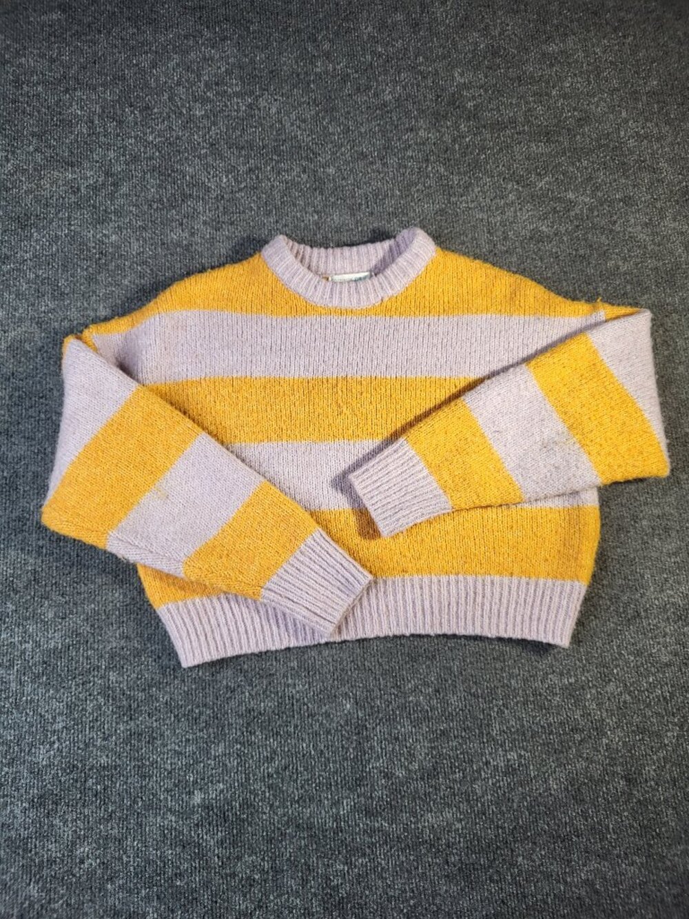 Primark Cares Stripe Knit Sweater Yellow Grey Women’s 2XS
